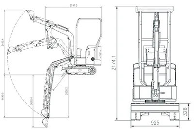 Miniexcavadora diésel sobre orugas KV12/12 Plus